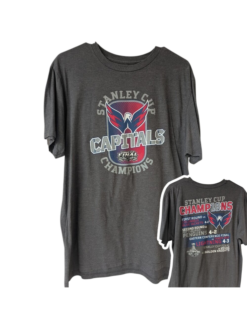 Fanatics Washington Capitals 2018 Stanley Cup Champions NHL Hokcey T-Shirt Men L